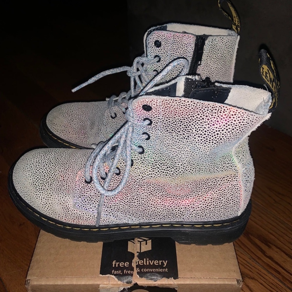 White Textured Lace-Up Boots